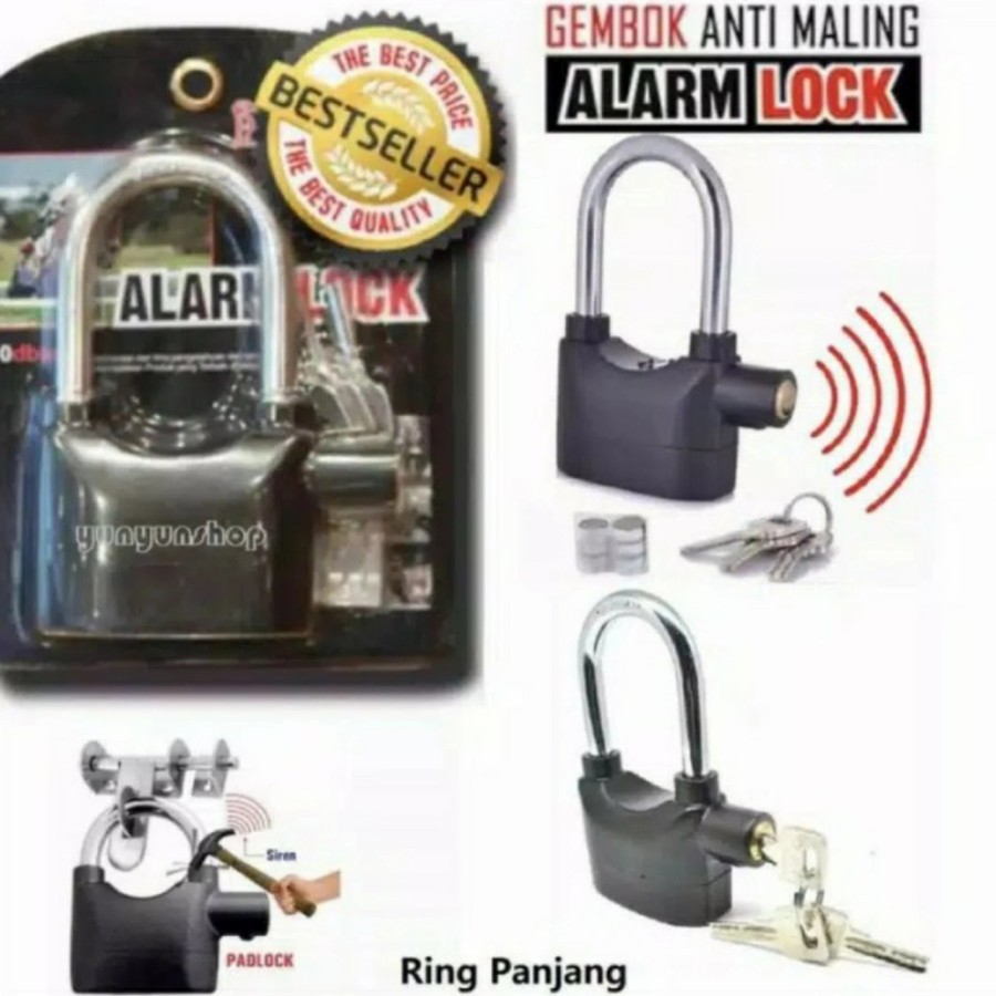 Pengaman Pembasmi Penjebak Maling Gembok Alarm Cakram Lock Kunci Alarm Gembok Motor Anti Maling