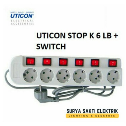 STOP KONTAK UTICON LUBANG 6 SAKLAR INDIVIDUAL
