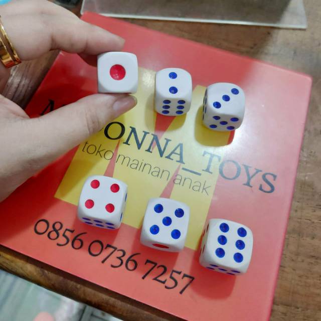 Mainan dadu putih, dadu bening, dadu 1,8cm, dadu besar