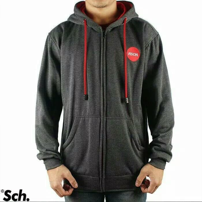 TURUN HARGA ! Jaket Distro Pria Zipper Hoodie RSCH Premium Murah - Jaket Rsch - Jaket Hoodie-RSCH ABU