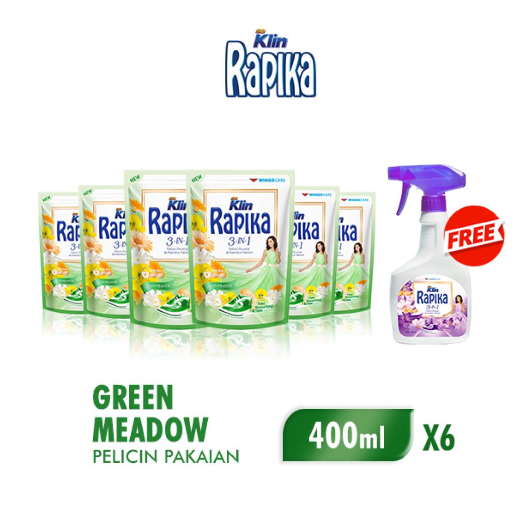 Rapika Reguler Hijau Pouch 400ml x6 Free Rapika Reguler Ungu Botol 450ml