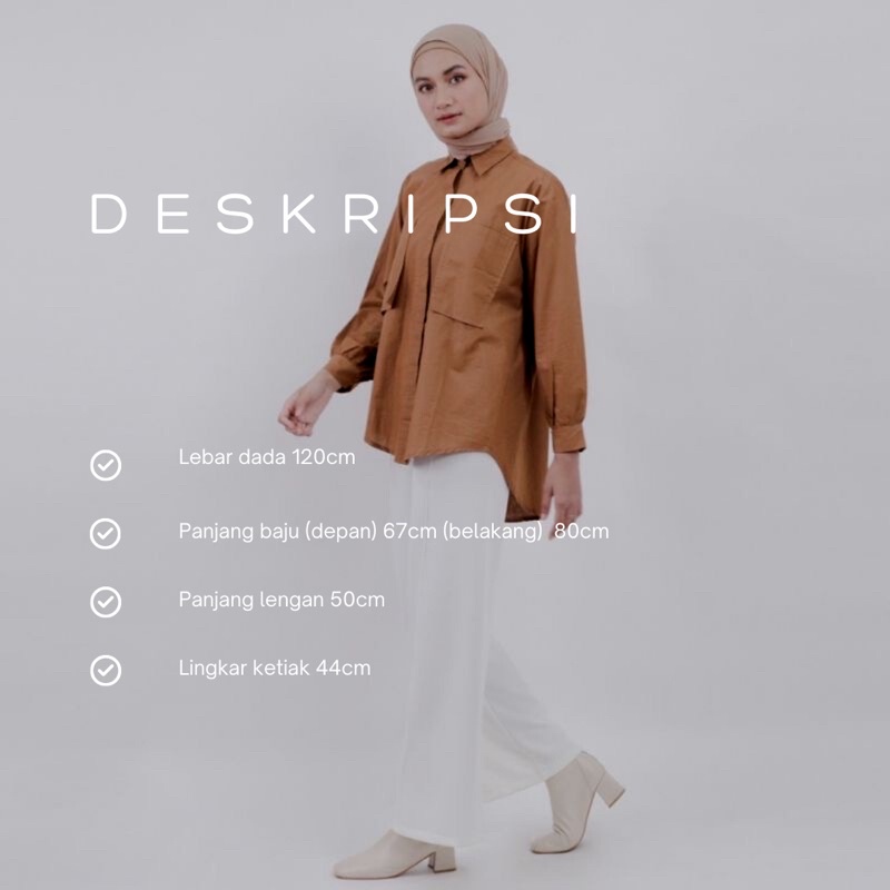 Kemeja Oversized Jazlyn Shirt // Kemeja Pocket Gea Top kekinian // Kemeja Oversized Linen Premium  - Atasan Wanita Lengan Panjang