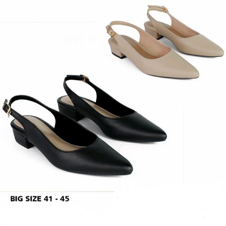 Sepatu Slop Bustong Wanita Pesta Kondangan Bustong Ibu ibu Ukuran BIG SIZE 41-42-43-44-45 Mules Heel