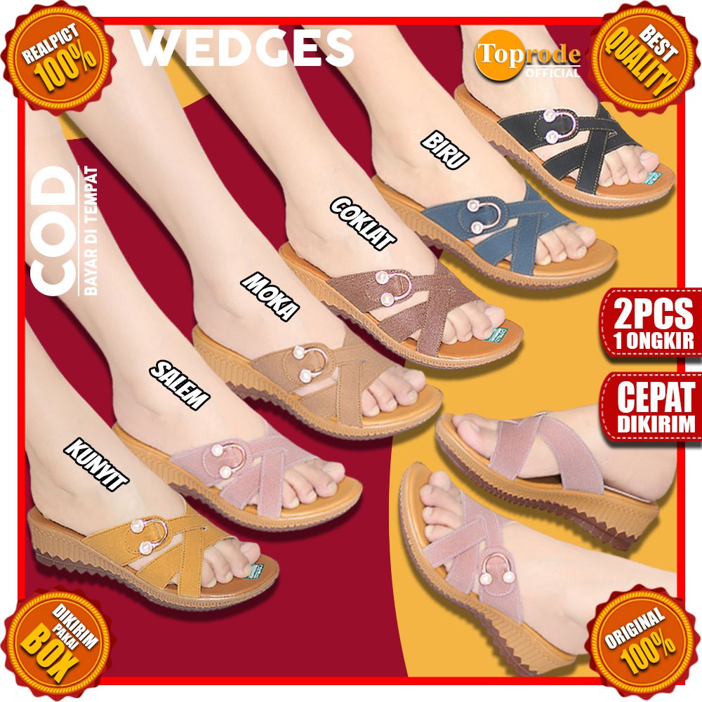 [TC07] SANDAL WEDGES WANITA TALI SENDAL FASHION TERBARU SLOP SELOP SLIP KEKINIAN CEWEK MURAH PLATFORM SIMPLE DEWASA KONDANGAN