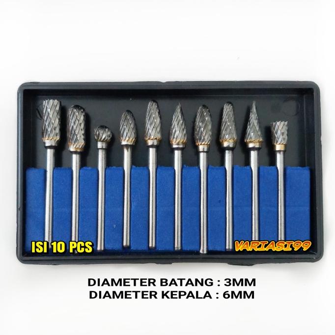 Mata Bor Tuner Tunner Cuner Besi Kayu Mini Die Grinder Set 10Pcs