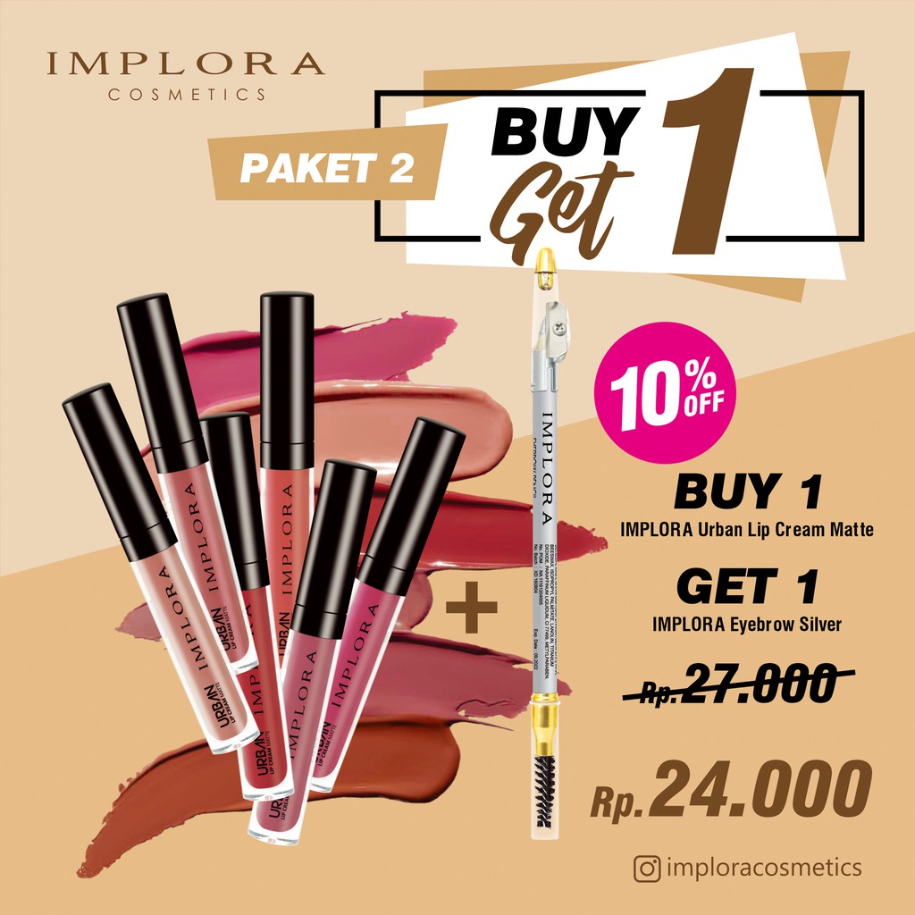 

Implora Promo Paket Bundling 2 Implora Cosmetic Buy 1 Get 1 Disc. 10% Sl