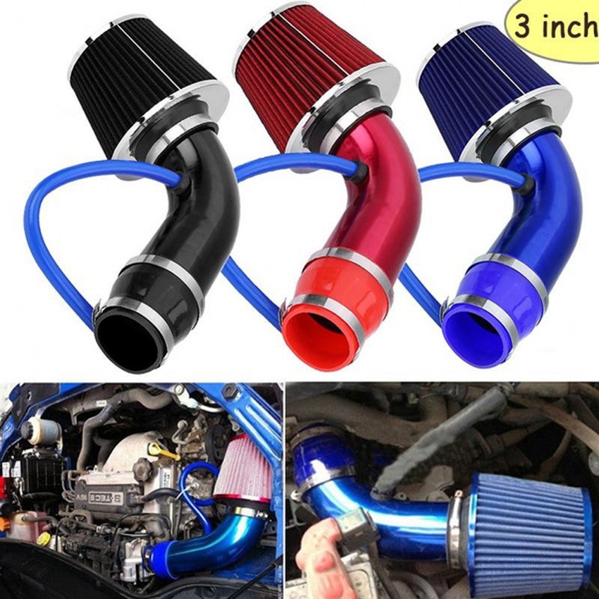 Full Set Pipa Tabung Sistem Intake Udara Dingin Turbo 3 &quot;76Mm Dengan Filter Udara Untuk Mobil