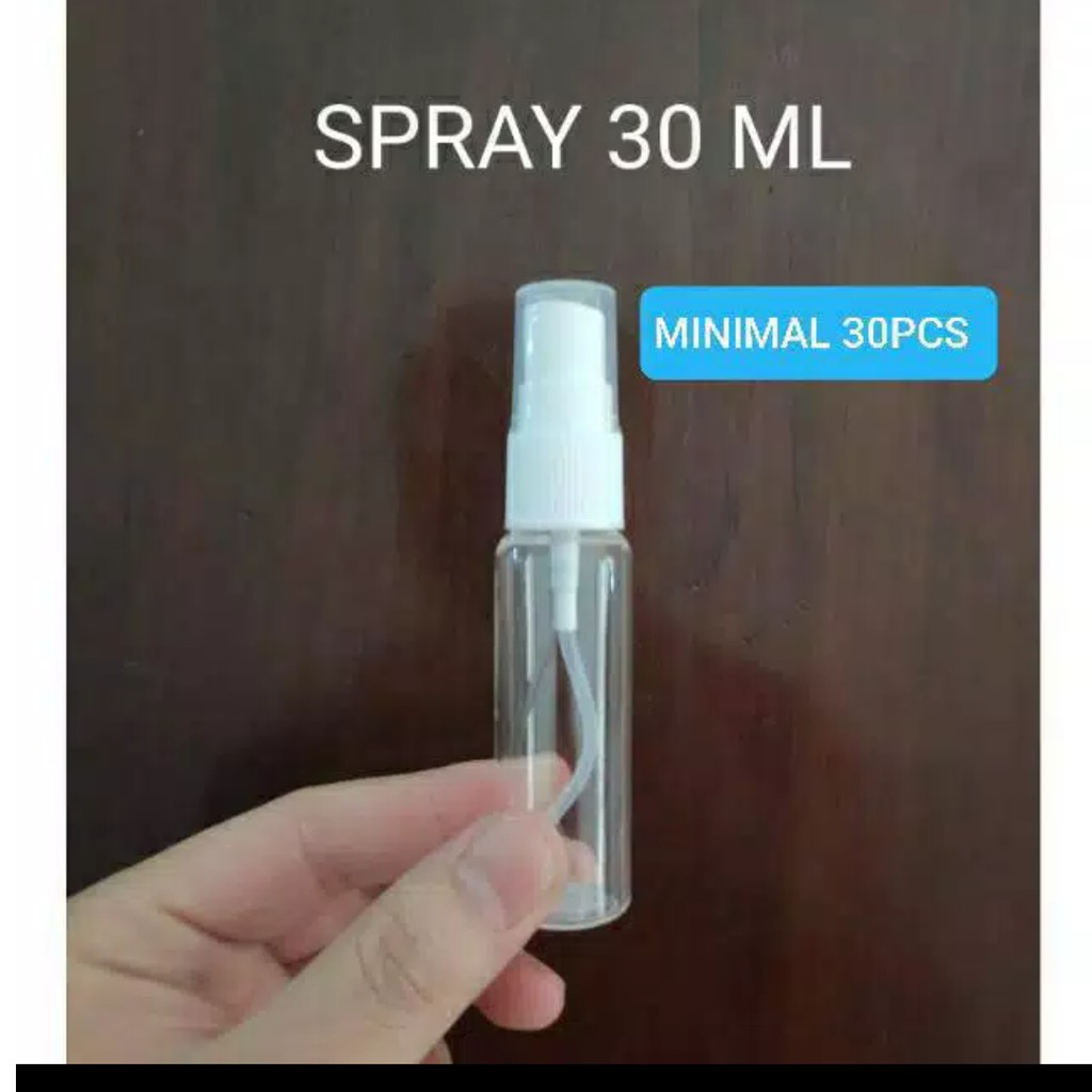 botol spray 30ml tutup putih plastik.  spray 30 ml