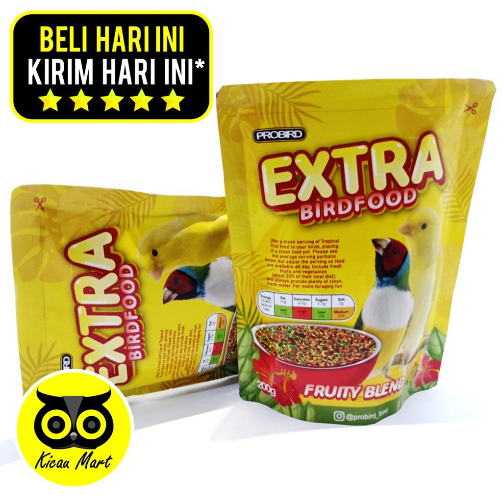 PAKAN EXTRA BIRD FOOD FRUITY BLEND PROBIRD MAKANAN HARIAN BURUNG KENARI FINCH PLECI TROPICAL EXFRTB