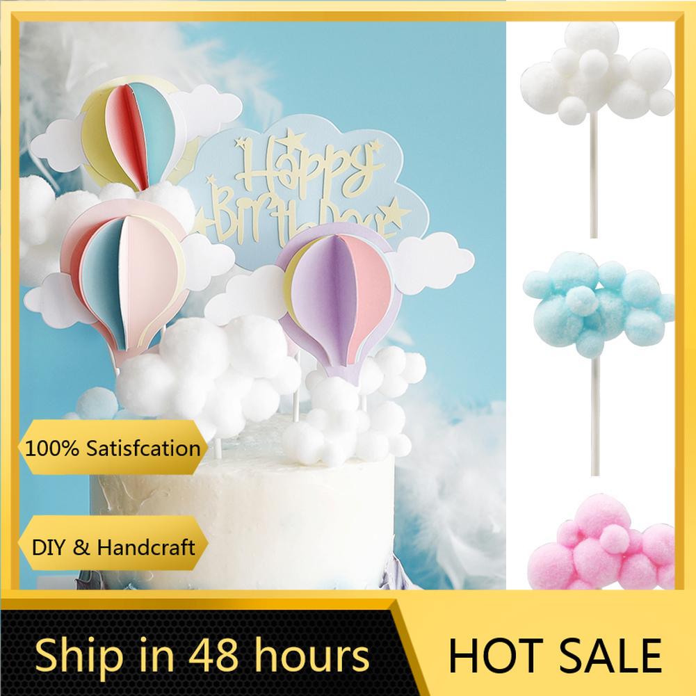 Cute Colorful Hairball Clouds Cake Topper Happy Birthday Party Decor Kids Boy Girl Clouds Cake Decor Birthday Party