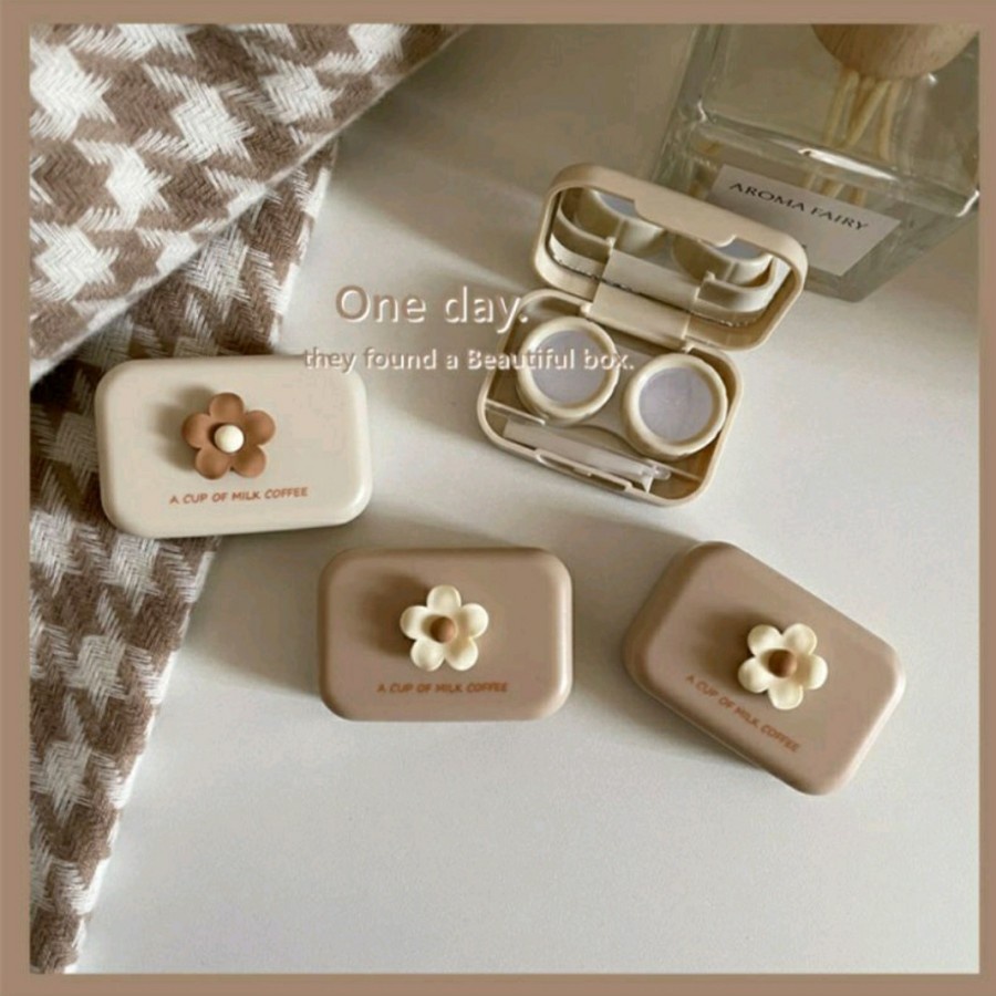 Tempat softlens / lens case coffee flower