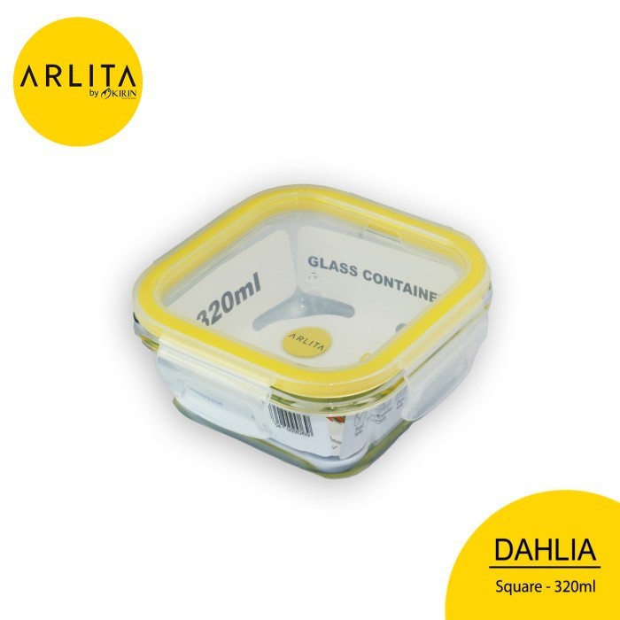 terlaris  produk ARLITA DAHLIA SQUARE YELLOW Glass Container 320 ML - BY KIRIN