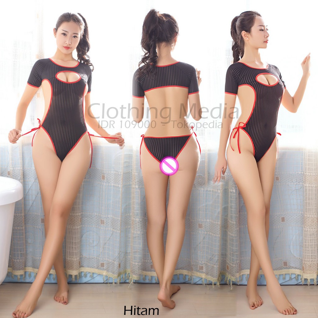 Bodysuit Motif Virgin Killer V2 Baju Silky Leotard Thong Tali Monokini