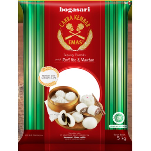 

Bogasari Cakra Kembar Emas Pao & Mantao Terigu (Protei Tinggi) 5Kg