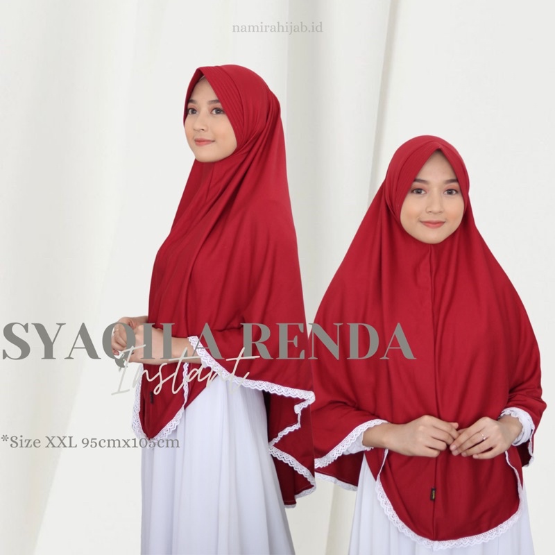 Bergo Syaqila Renda Size XXL - Jilbab kaos jumbo dengan list renda