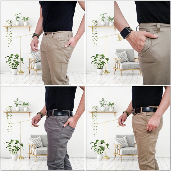 Celana Chinos Panjang Pria Slimfit Kerja Harian Kantor Santai Casual Formal Hitam Big Size 27-44