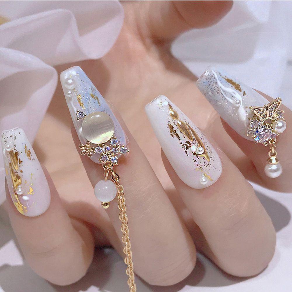 Augustina Zirkon Dekorasi Nail Art Bunga Mewah Logam Wanita Ornamen Berlian Imitasi Busur Gaya Korea 3D Perhiasan Kuku