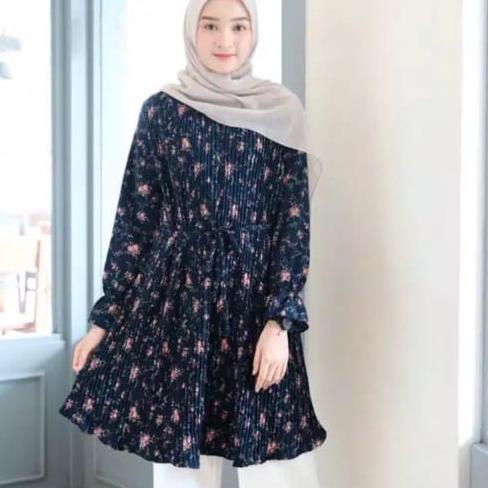 DIANARA TUNIK | FLOWER PLEATED | TUNIK PLISKET BUNGA | ATASAN WANITA PLISKET MOTIF ➵ (Best)