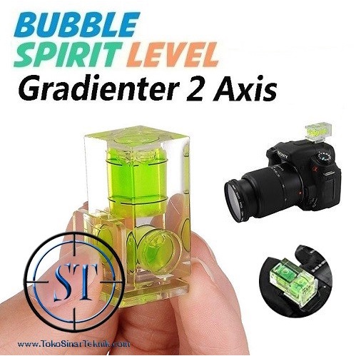 Bubble Spirit Hot Shoe Fixed Level 2 Axis Gradienter for Canon, Nikon Waterpass Kotak Round Kemiringan Ukur Cair