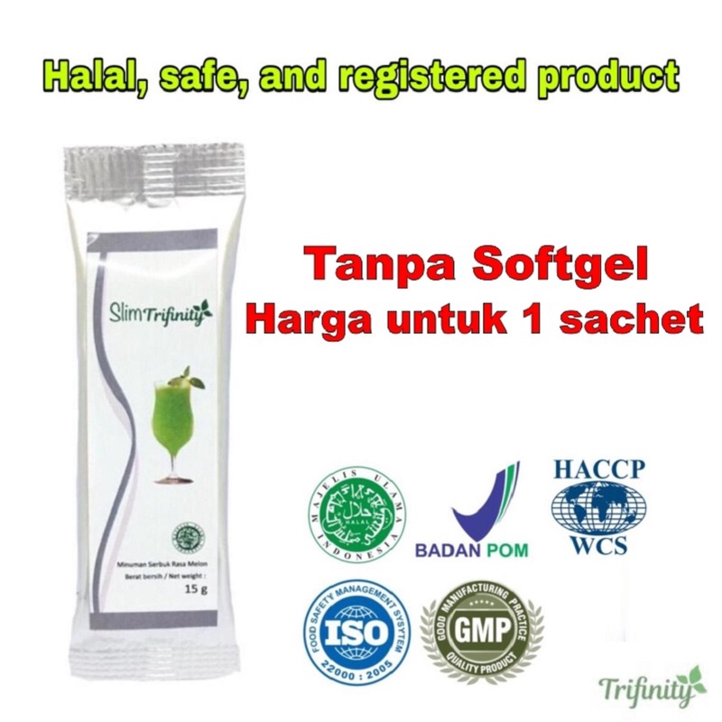 Pelangsing Slim Trifinity Original Diet Herbal Alami Slimming Jus Serat Fiber Pelancar BAB Per 1 Sachet
