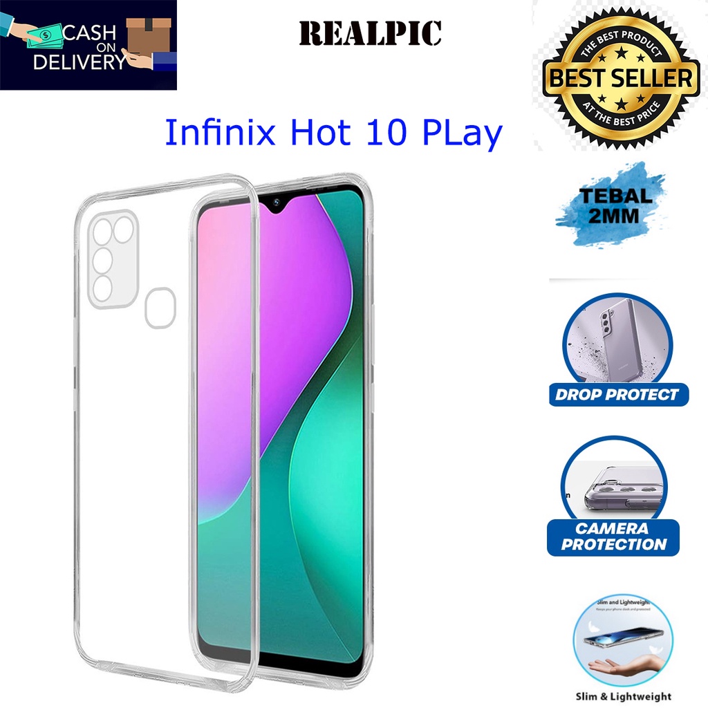 Case Infinix Hot 10 PLay Casing Clear HD KETEBALAN 2MM BENING TRANSPARAN TPU Premium Softcase