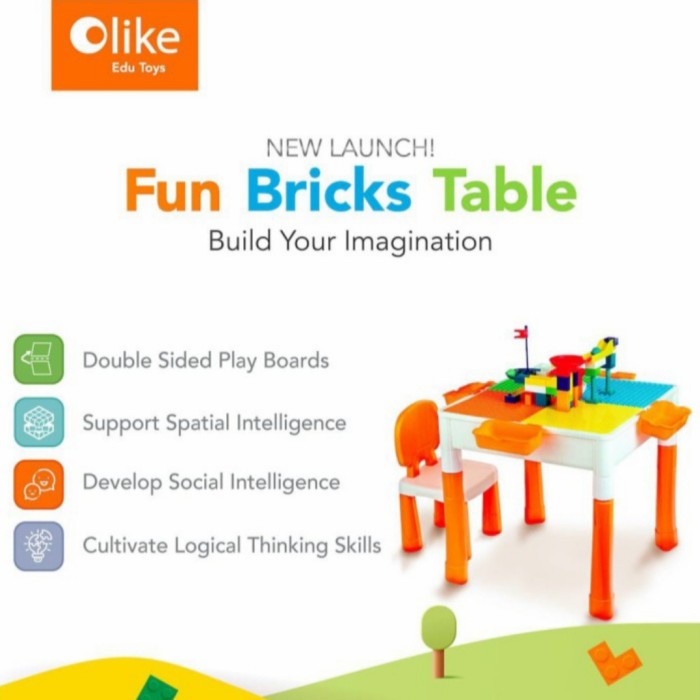 Olike Fun Bricks Table - Meja Bermain Anak - Meja Lego - Garansi Resmi