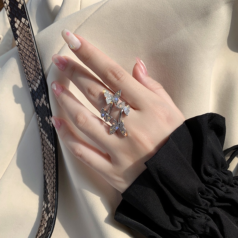Butterfly Cincin Jari Telunjuk Model Terbuka Desain Kupu-Kupu Untuk Wanita