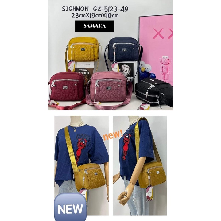 Tas Sighmon 5123-49 Bahan Kanvas Terbaru. Tas Slempang Wanita Import Tas Sighmon ORI BEST SELLER.!!! Tas Wanita Tas Tangan.