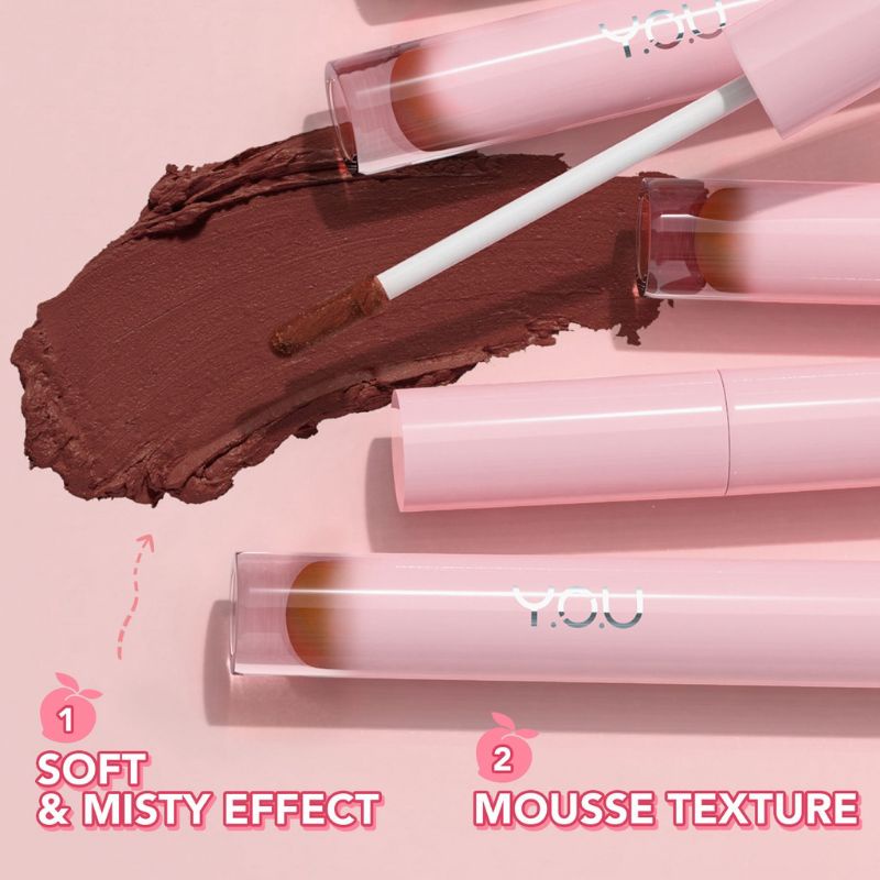 YOU Simplicity Cotton Lip Clay | Lip Stain Lipstick Lembut Melembapkan Tahan Lama | Mousse Velvet Texture