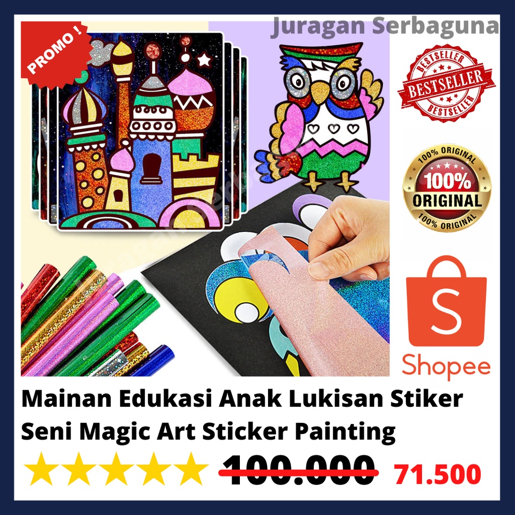 Mainan Edukasi Anak Lukisan Stiker Seni Magic Art Sticker Painting