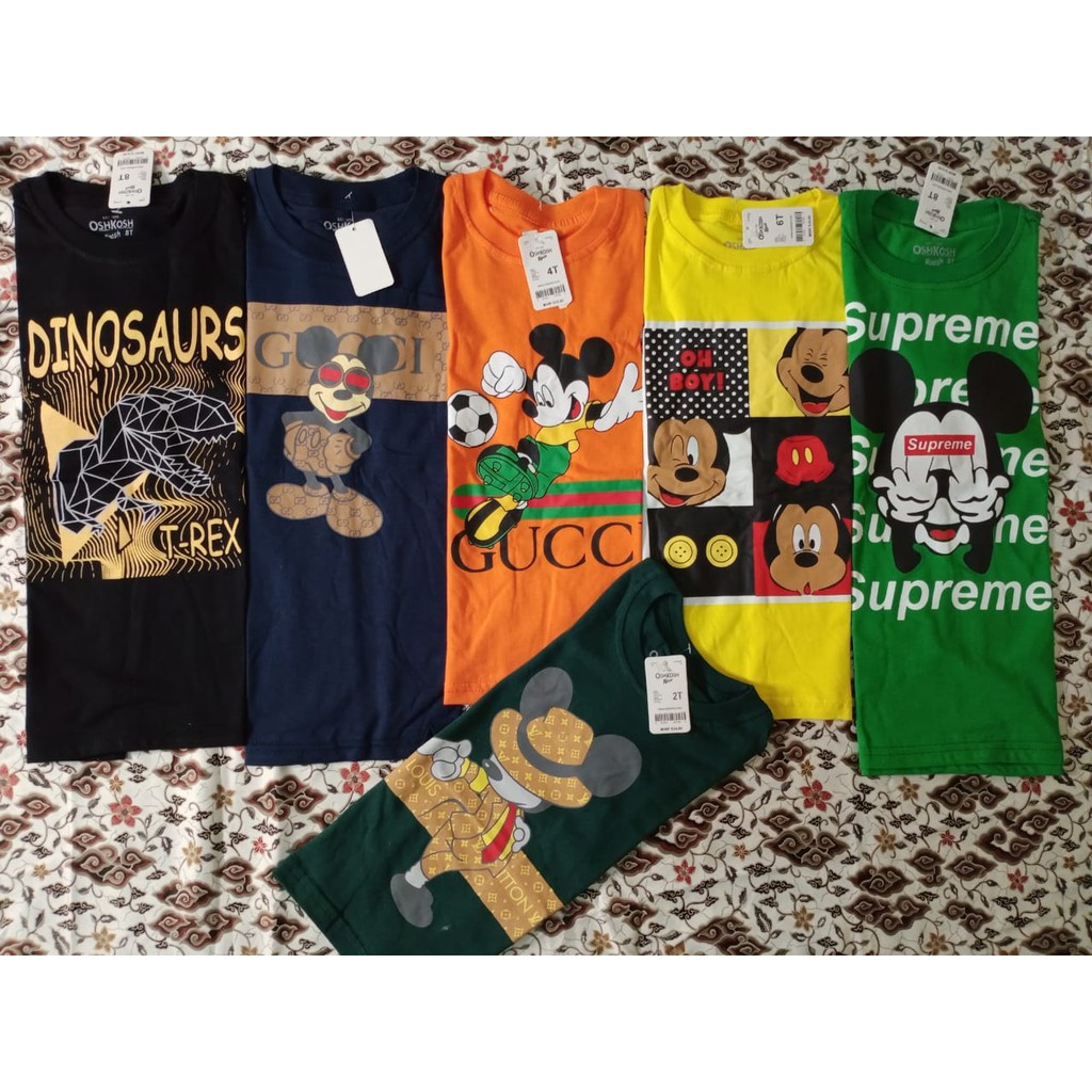 Kaos OSHKOS anak mickey gucci  perempuan / Laki-laki 1-7 th