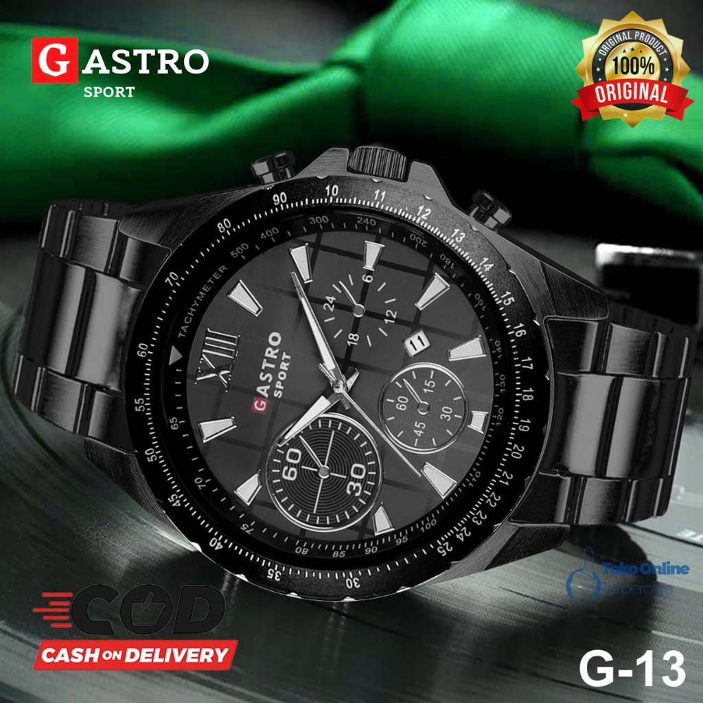 Jam Tangan Kasual Pria Anti Air Gastro Sport Men's Watch Stainless Date Water Resistence Original