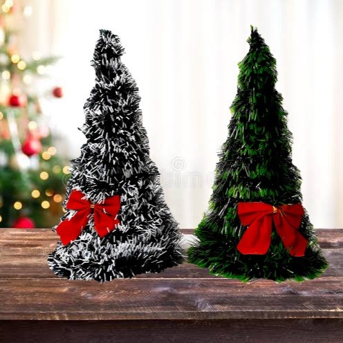 Tinsel Pohon Natal Mini 25 cm Dekorasi Christmas Tree Hiasan Minimalis GROSIR