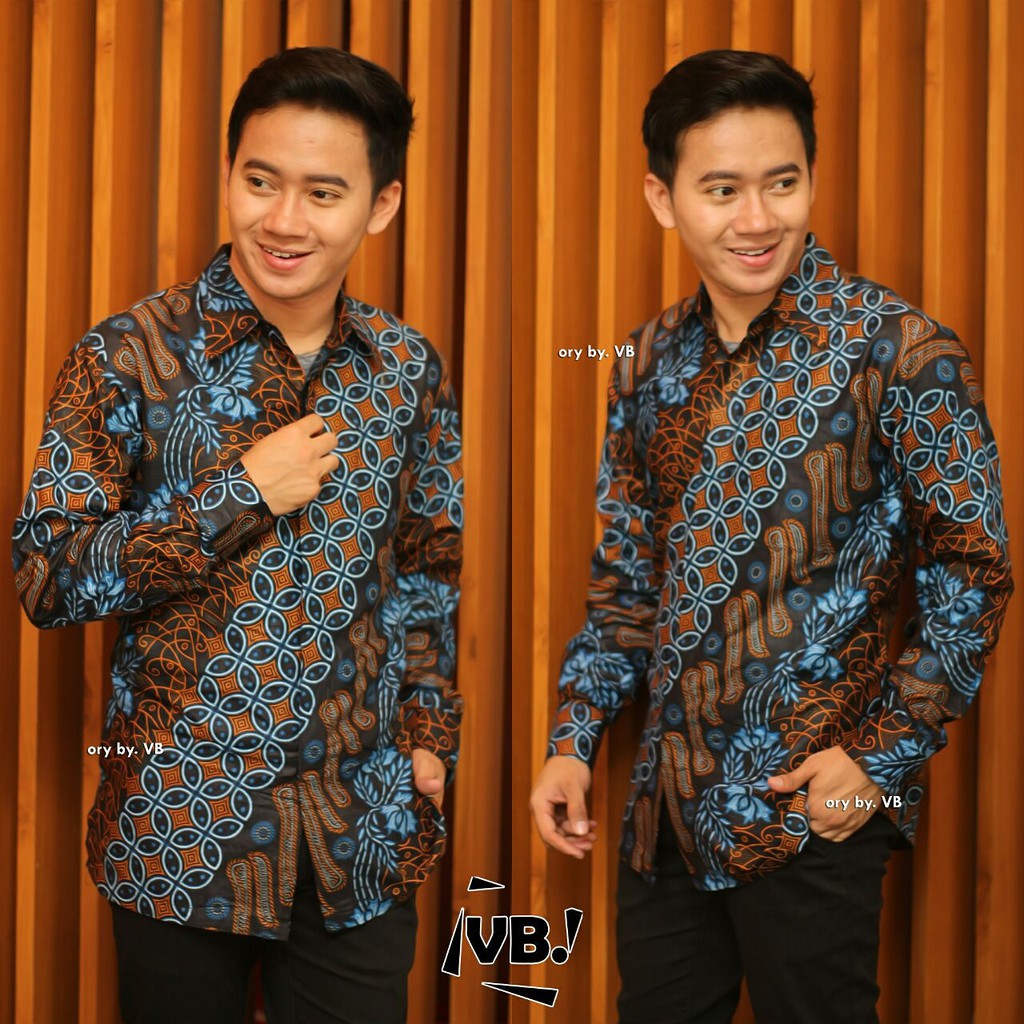 Atasan Batik Pria Lengan Panjang Kenongo Hem Padi Pekalongan M L XL