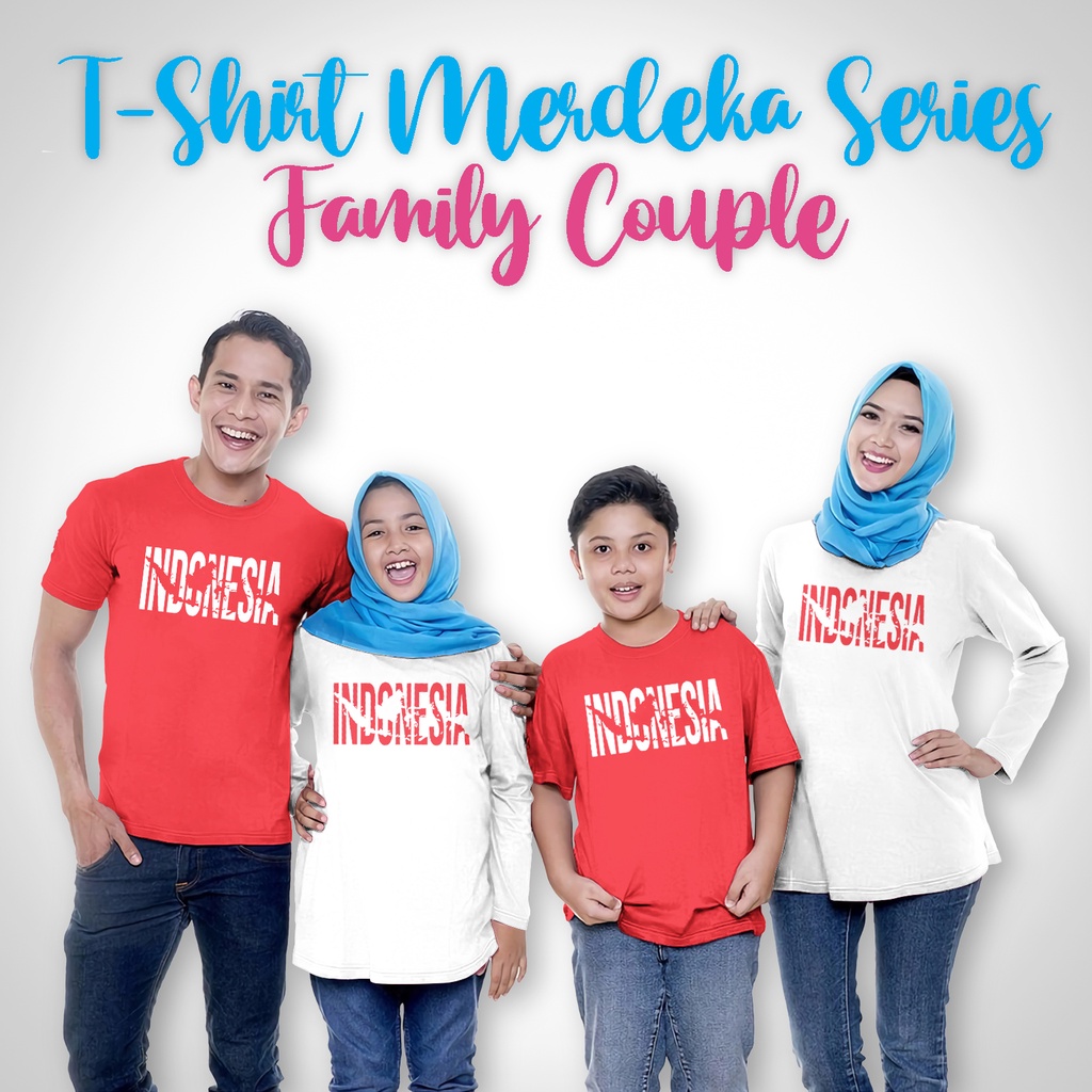 Kaos Keluarga Family Couple Kemerdekaan Lengan Pendek dan Lengan Panjang Motif Pulau Indonesia