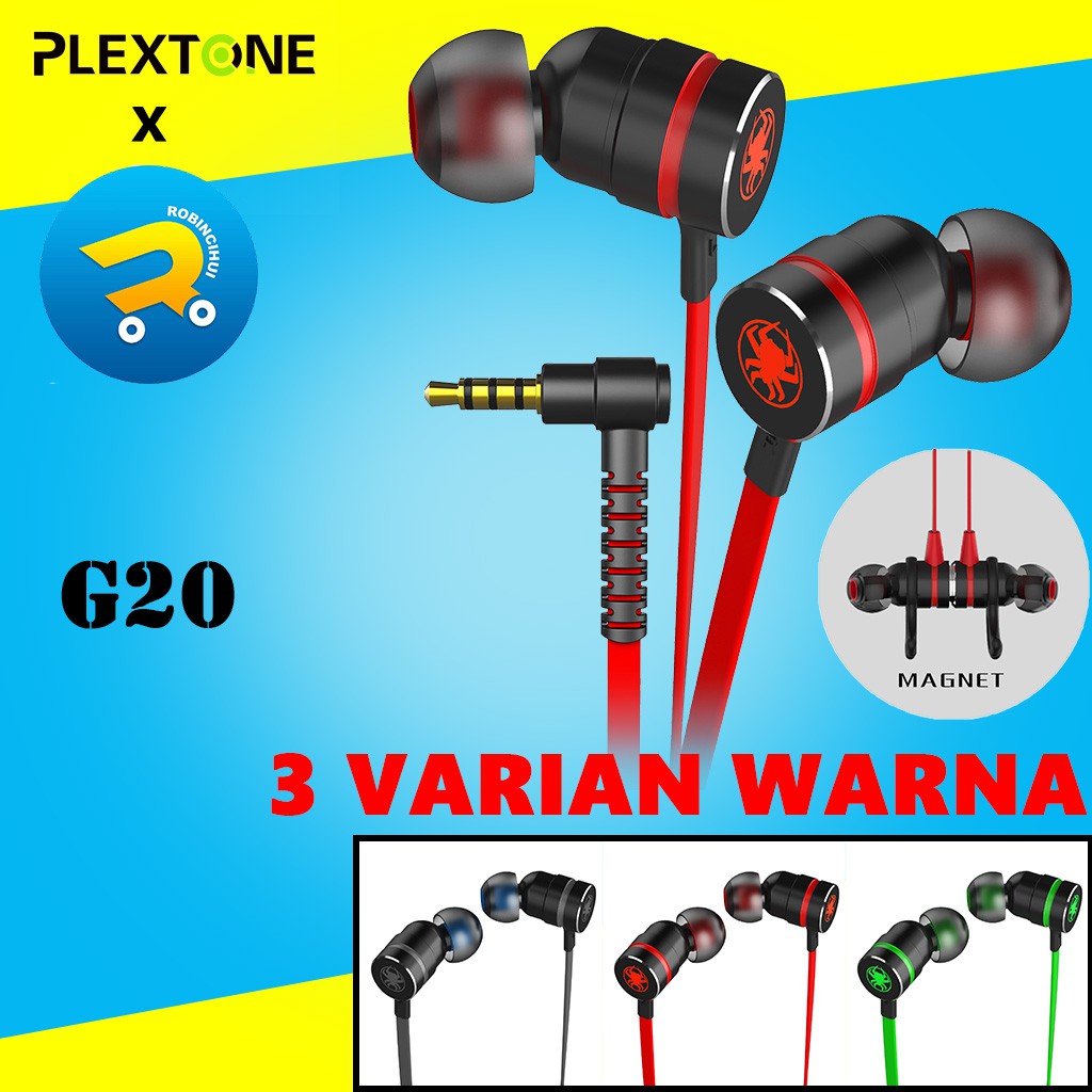 Headset gaming plextone G20 stereo noise canceling - earphone gaming - handsfree gaming - earbuds