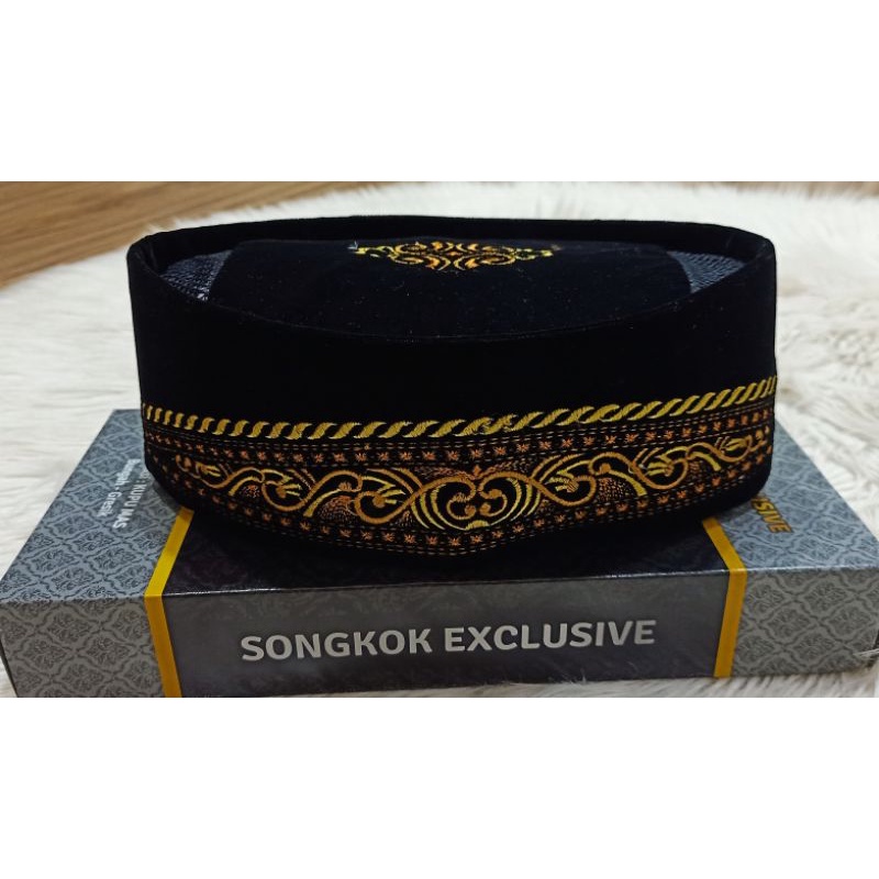 Songkok Bordir Hitam / Pwci Hitam Bordir / Songkok Hitam Bordir / PECI SONGKOK KOPYAH BORDIR MOTIF HMN