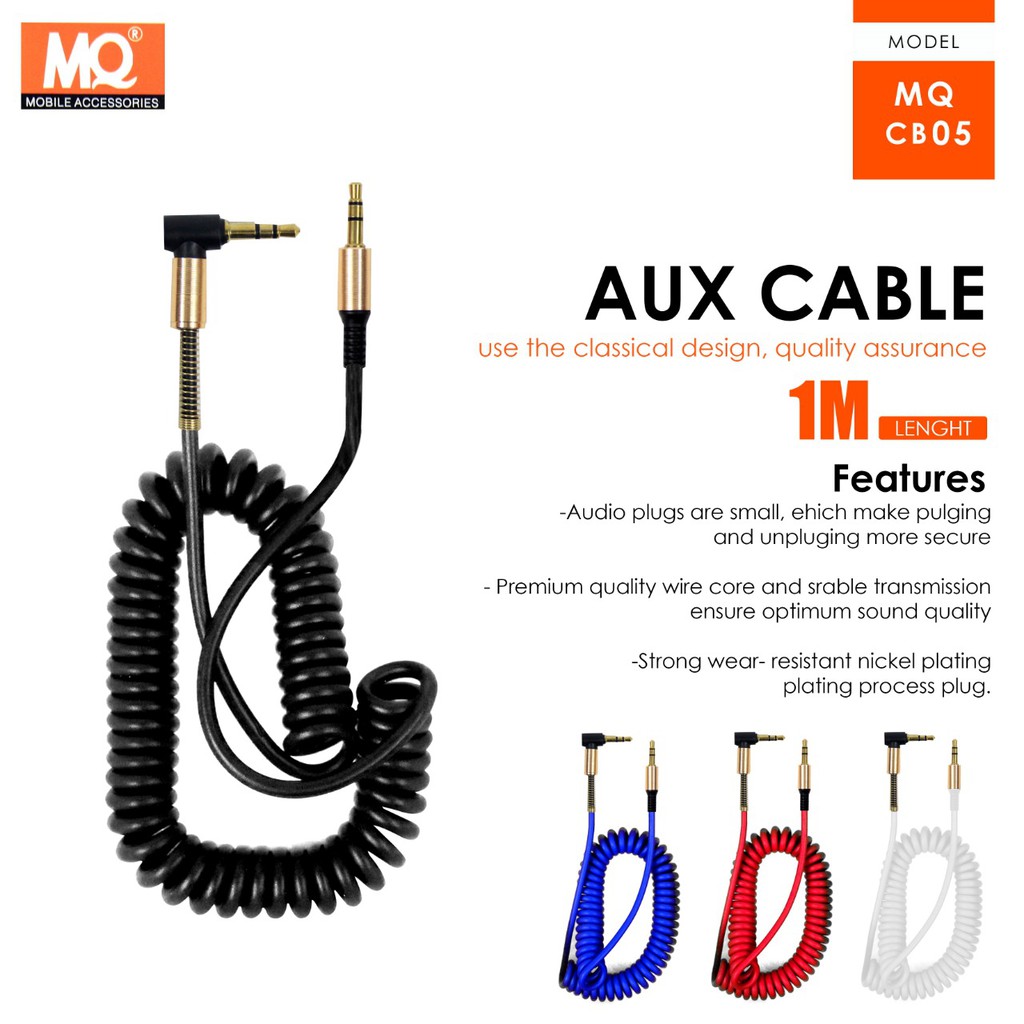 MQ Kabel Aux Audio Mobil Dan Handphone Spiral jack L 3.5mm  kabel Audio Anti Kusut Spring HIFI CB 05