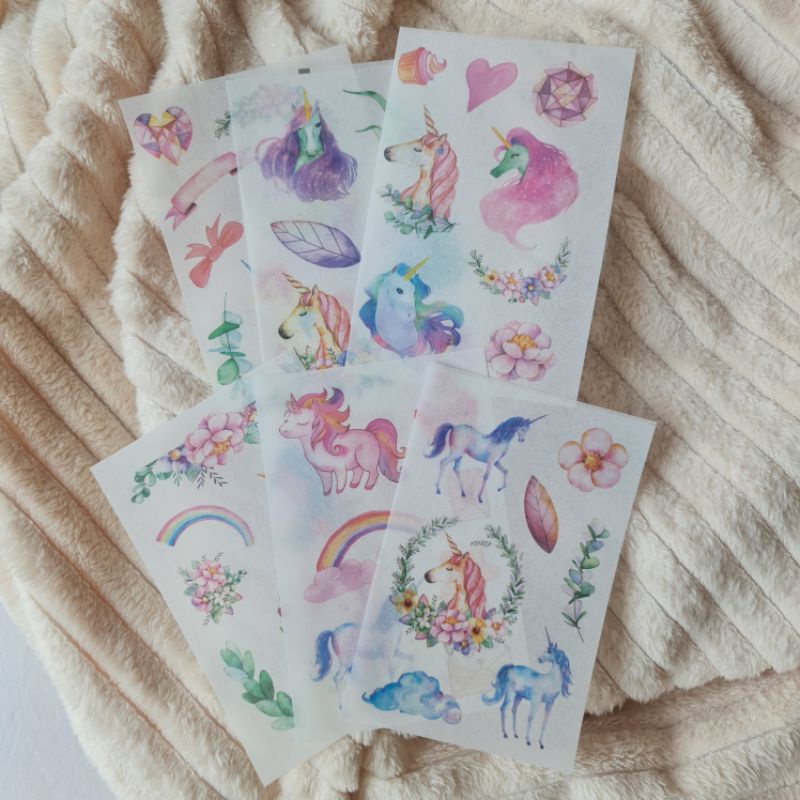 

Unicorn Traveler Notebook Sticker Set Deco Stickers Washi Bujo Journaling Journal Stiker Diary Planner Kuda Pony Poni Diary