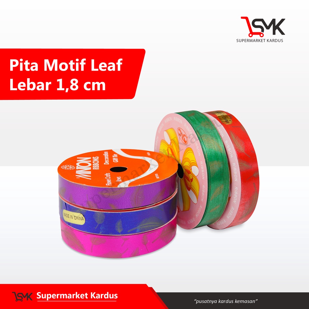 

Pita Motif Leaf ( 1,8 cm ) PER ROLL pita/pitakado/pitamotif/hampers/tali
