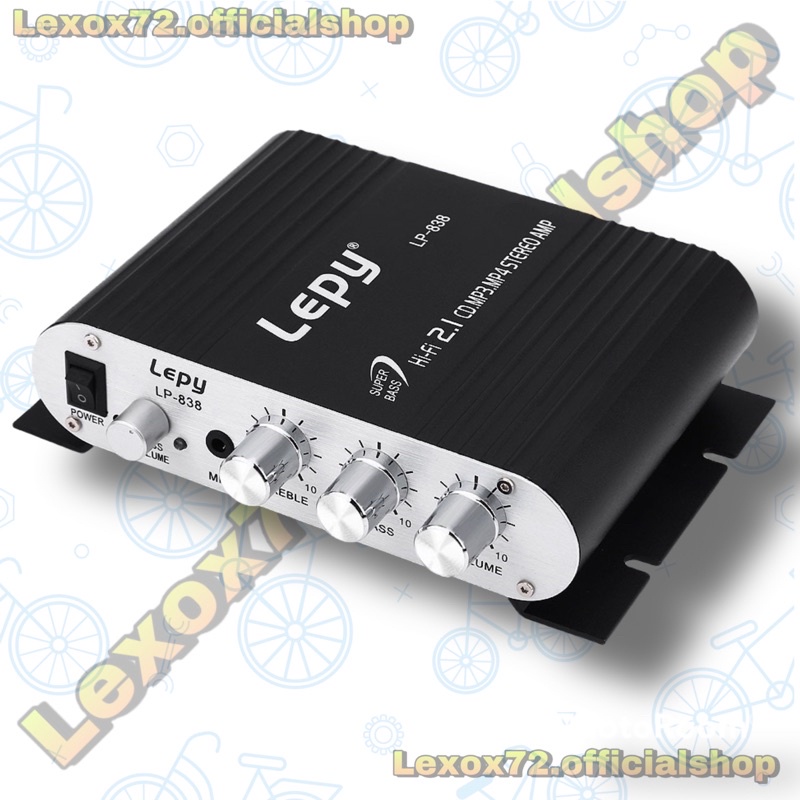 Lepy HiFi Stereo Amplifier Treble Bass Booster - LP-838 - Black