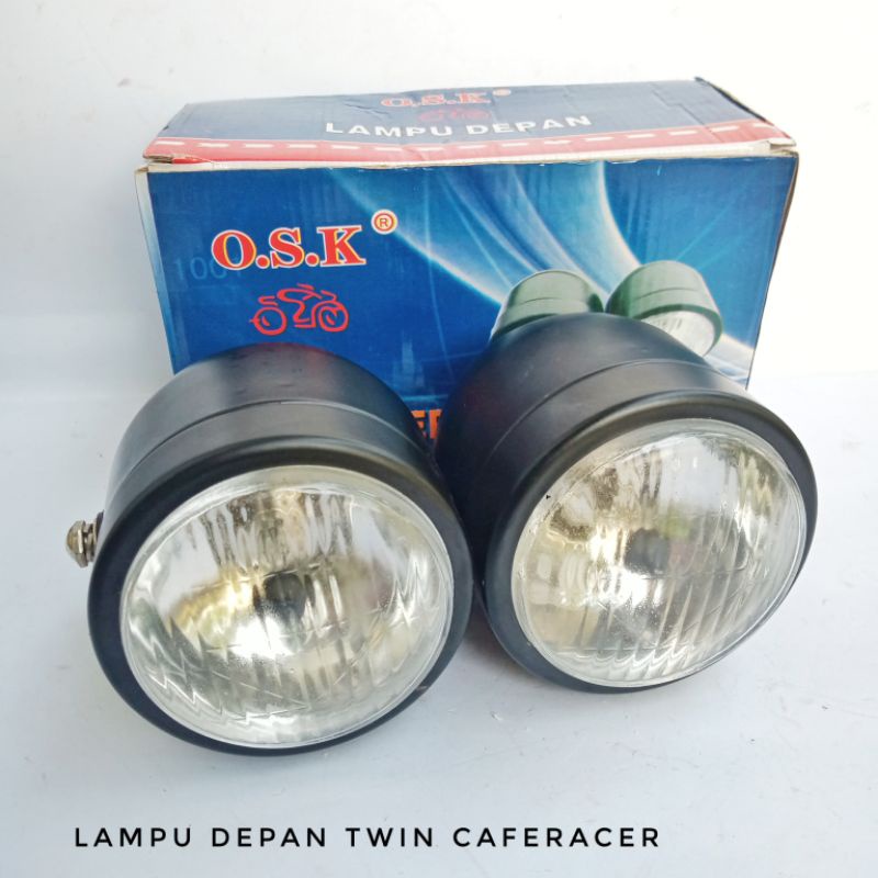 HEADLAMP LAMPU DEPAN TWIN CAFERACER CUSTOM UNIVERSAL DOUBLE REFLEKTOR CAFERACER