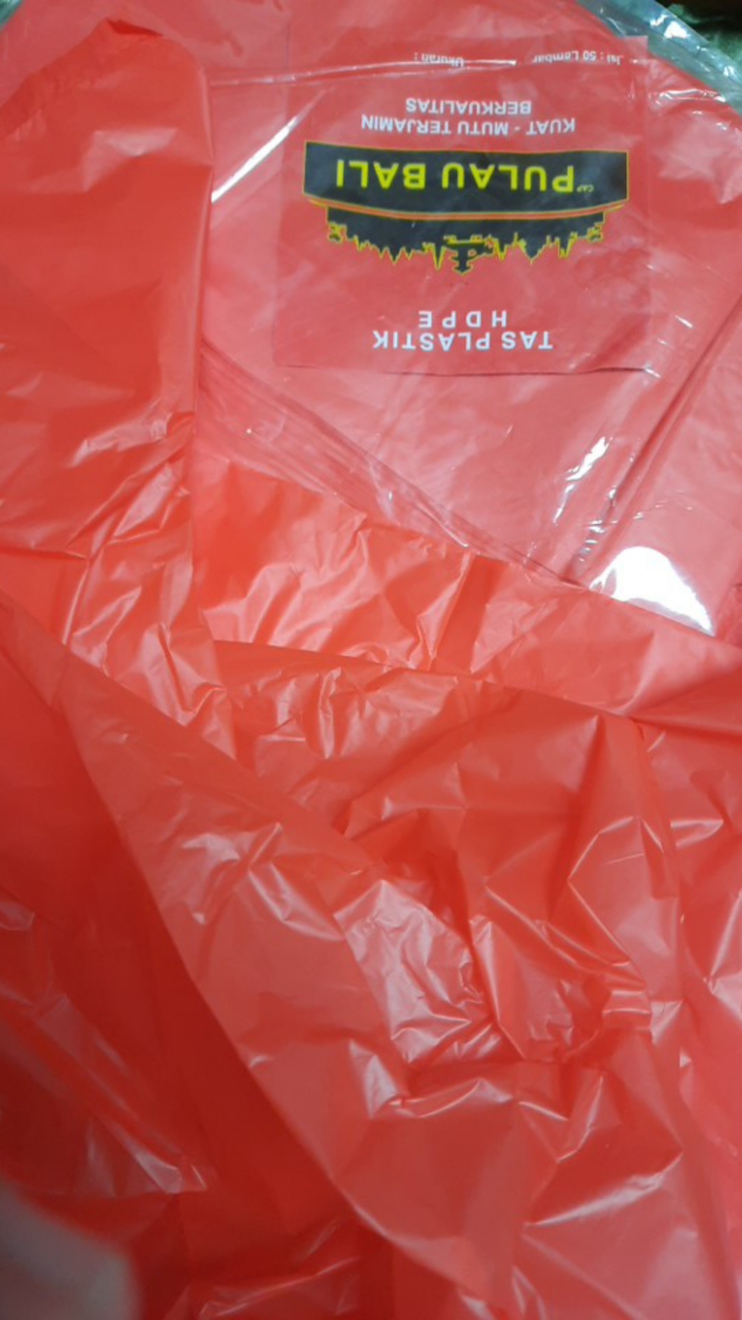 1 Pack (50 Lbr) Kresek Jumbo Tas Plastik Hdpe Merah/putih 35