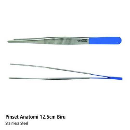 Pinset Anatomi / Alat Bedah Biru 12,5cm Stainless Steel Onemed