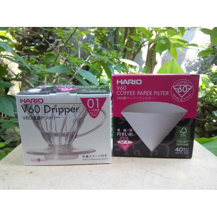 

Terlaris Alat Kopi Manual Brew Paket Hario Pour Over 01 1-2 cups Bening + Paper Sale