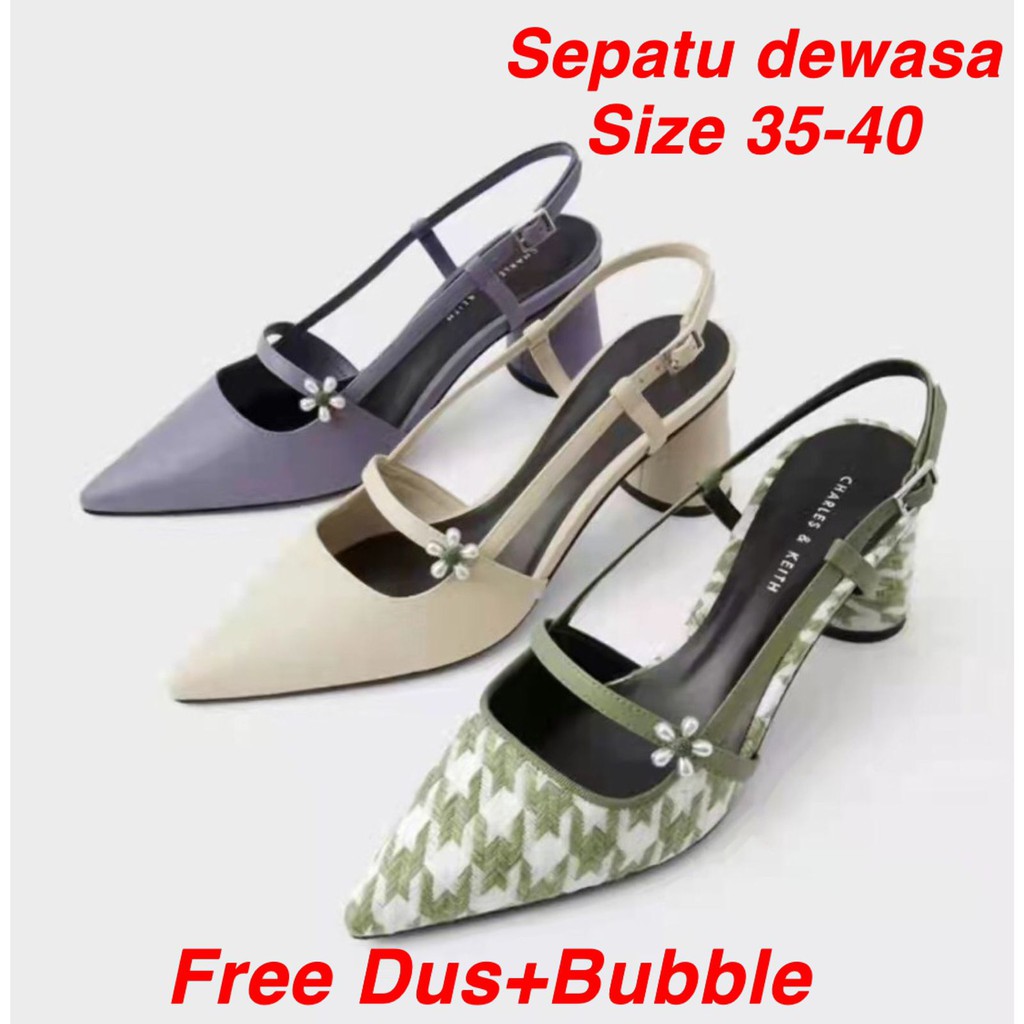 (LOLI-6029) FREE BUBBLE + DUS SEPATU DEWASA 3 WARNA HEEL 6cm TALI 35-40