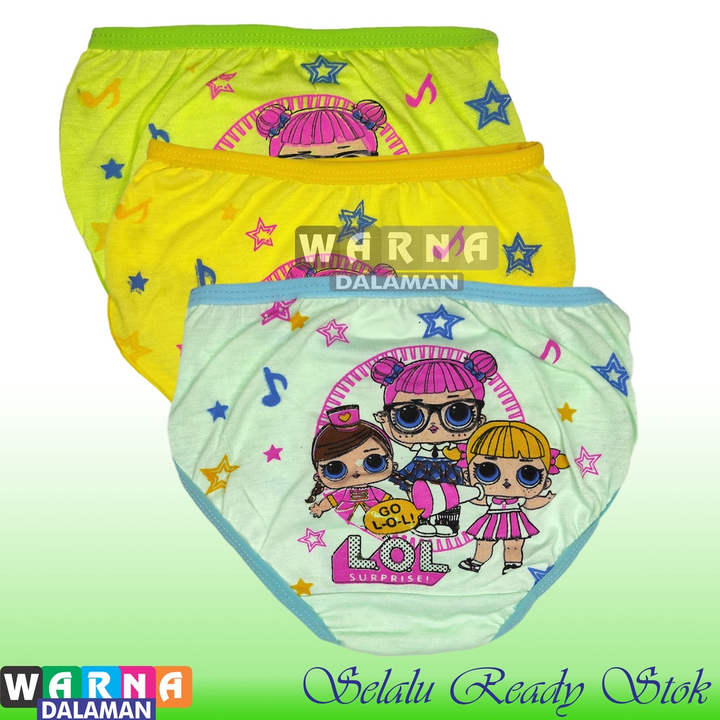 6 Pcs Celana Dalam Anak Cewek Gambar Karakter Kartun di Belakang