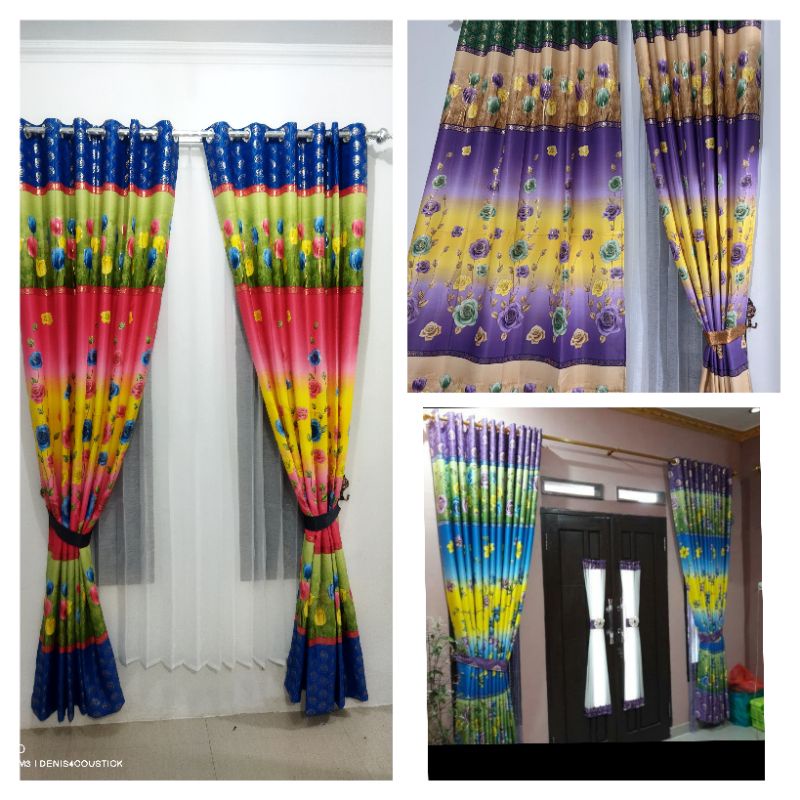 Gorden ruang tamu terbaru,gorden bermotif bunga,gorden tebal mewah, Tinggi.250cm Lebar 100cm