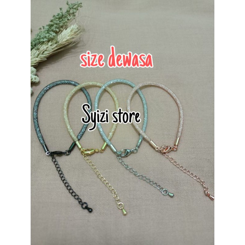 (free stoper) Gelang gliter dewasa/gliter kait dewasa/ gelang kristal kait /gelang pandora