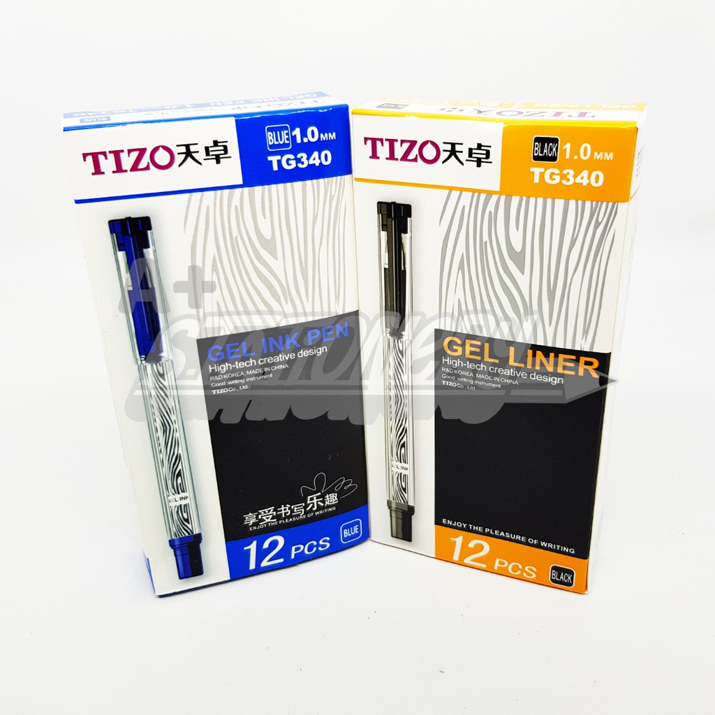 

[A+] Pen Gel / Pulpen Tizo TG 340 Black / Blue 1.0mm isi 12pcs
